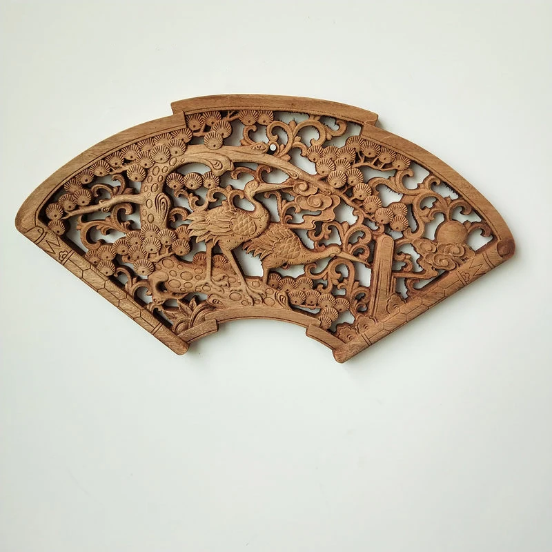 3D Carved Camphor Wood Wall Hanging with Dragon Phoenix Flower Design Chinese Style Home Decor Living Room Decoration