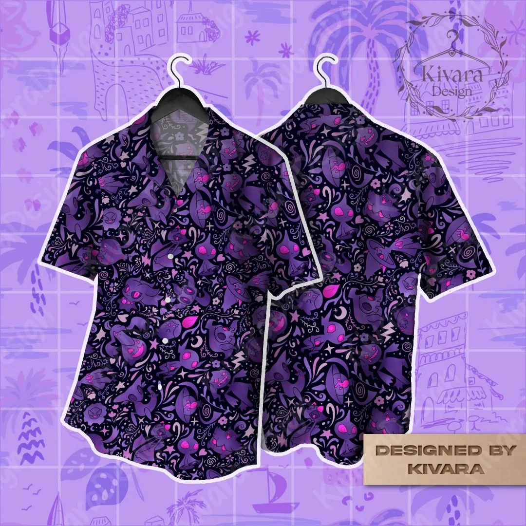 Spooky Hawaiian Shirt Pokémon Anime Inspired Shirt Gift Summer Leisure Men's T-Shirt Children's Clothing Tee Y2k Woman ﻿