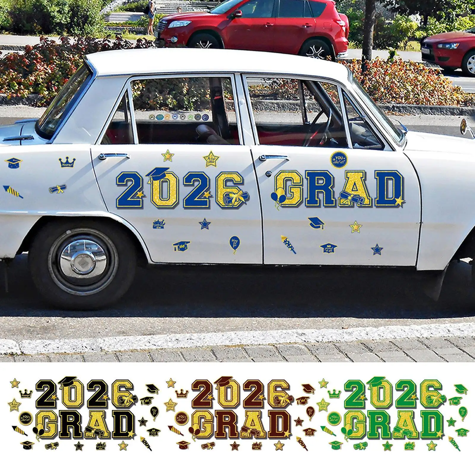 2026 Graduation Car Magnet 24 Pieces Magnetic Decoration Vehicle Magnets for Refrigerator Garage Door Parade Cruise Graduation