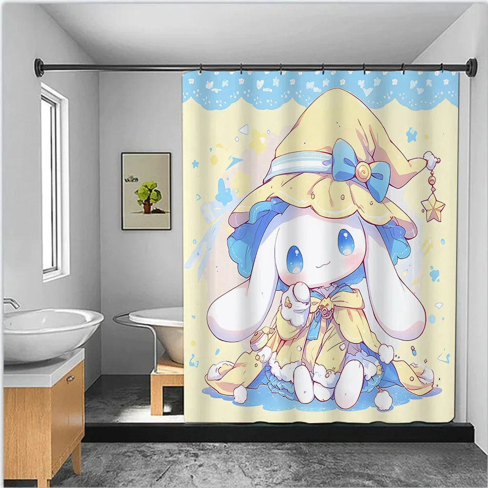 Cute Cartoon C-Cinnamoroll Shower Curtain Waterproof Polyester Fabric Paint Colorful Bath Curtains Curtain With Hook