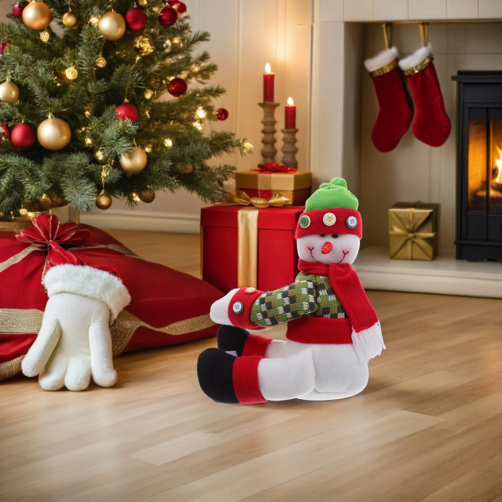 

Christmas Tree Topper Soft Snowman Hugger for Xmas Decorations Funny Gnome Hugging Tree Ornament Holiday Curtain Tie Accent