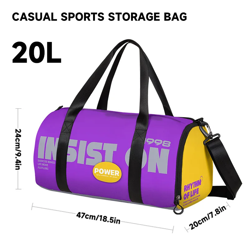 

Niche Features Purple Yellow Travel Training Swimming Dry Wet Separation Independent Shoe Bin Lightweight Sports Fitness Bag