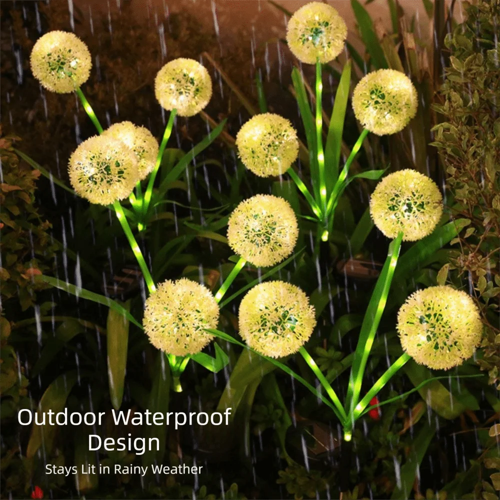 Solar-Powered Solar LED Garden Light Waterproof Battery-Operated Onion Head Light 3 Head or 1 Head Warm Heads