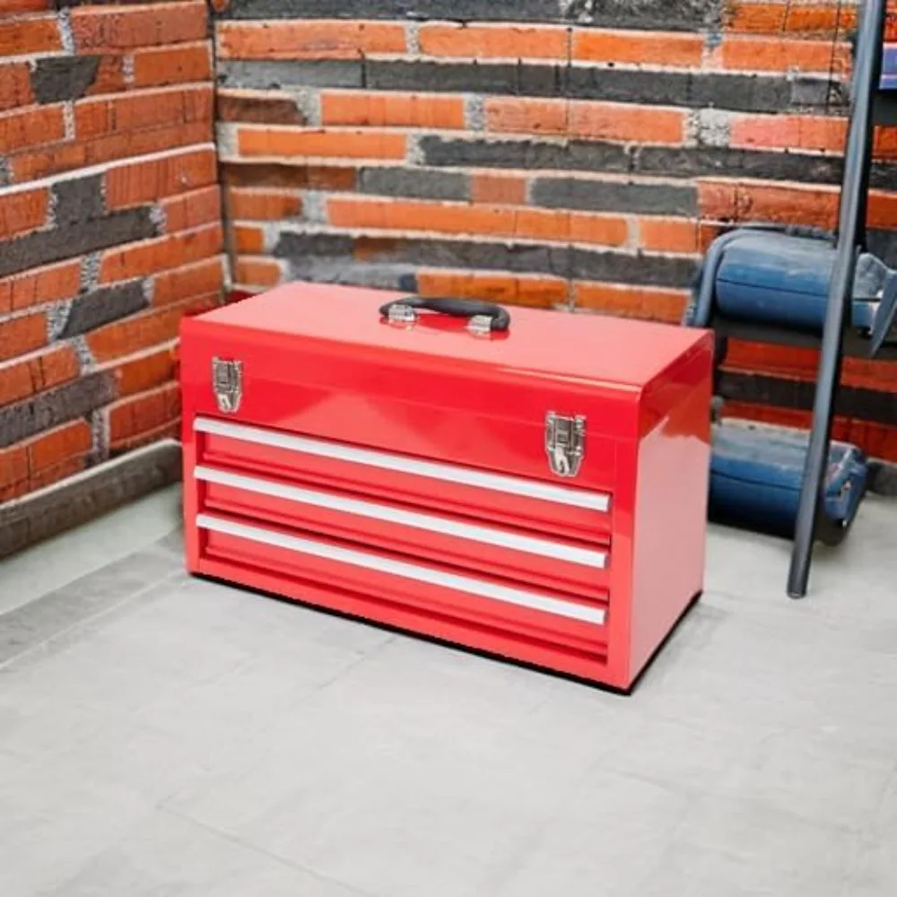 

ANTBD133-XB Torin 20" Portable 3 Drawer Steel Tool Box with Metal Latch Closure, Red