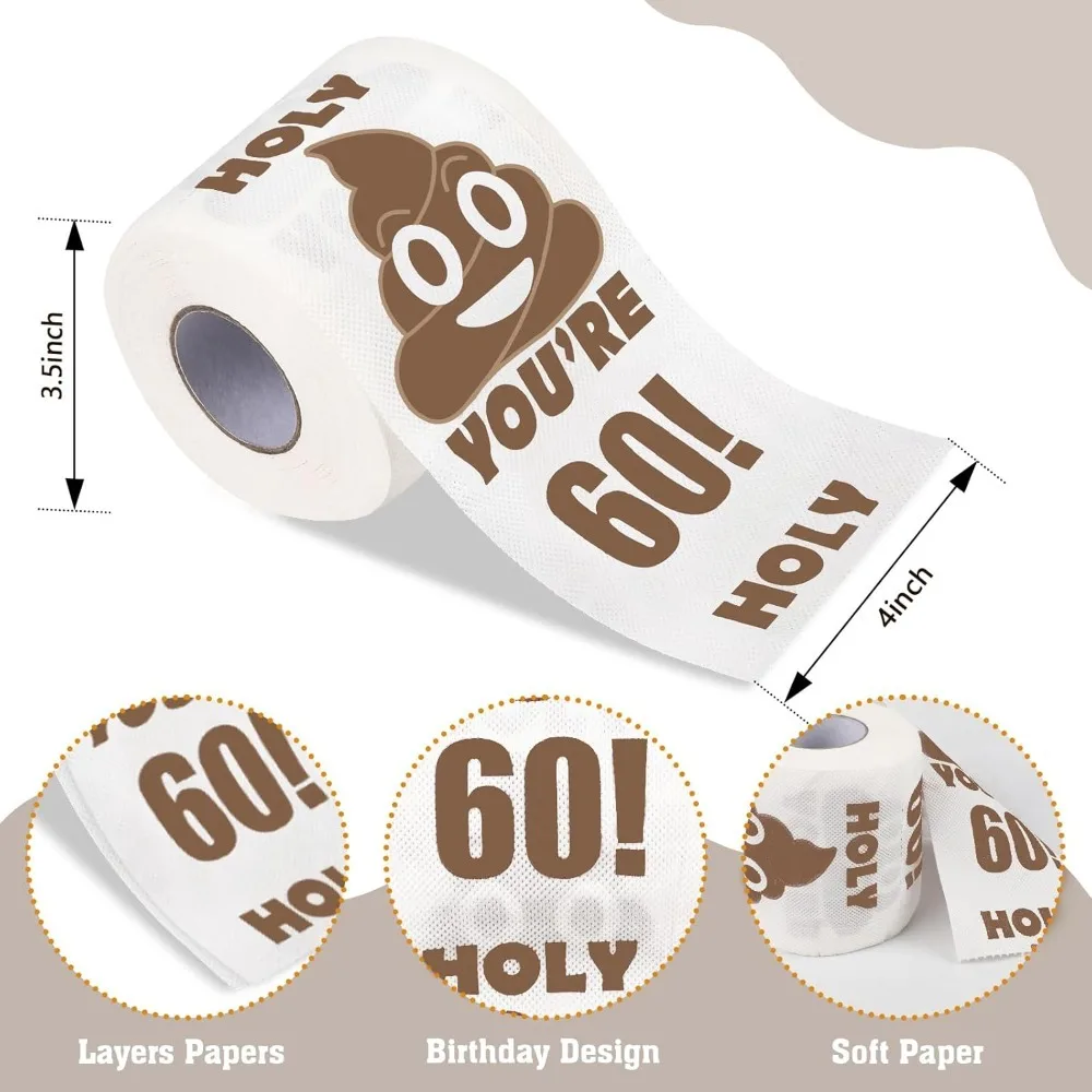 Happy Prank Toilet Paper, Happy Birthday Toilet Paper Gag Gifts for Friends Family Birthday Party Decorations (60th Birthday)