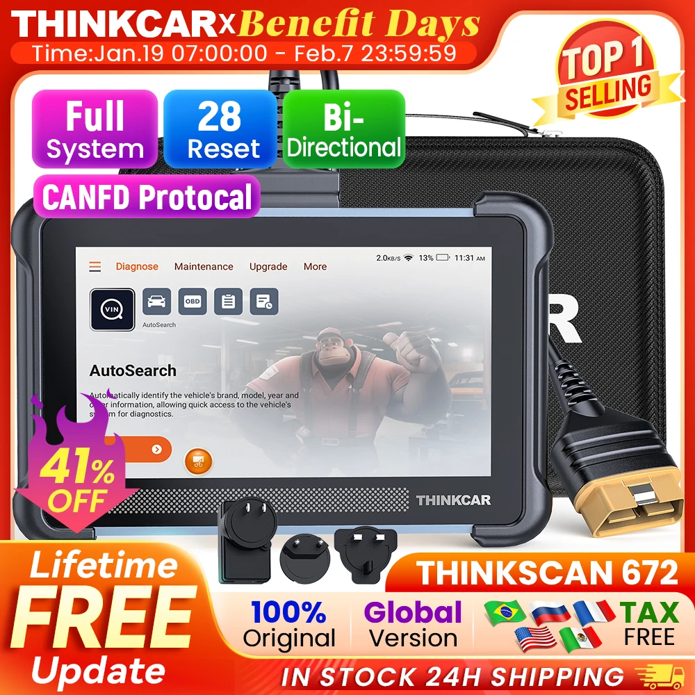 

3 PCS THINKCAR THINKSCAN 672 Professional Car Diagnostic Tool CANFD Bi-directional 28 Reset Full System Free Auto Obd2 Scanners