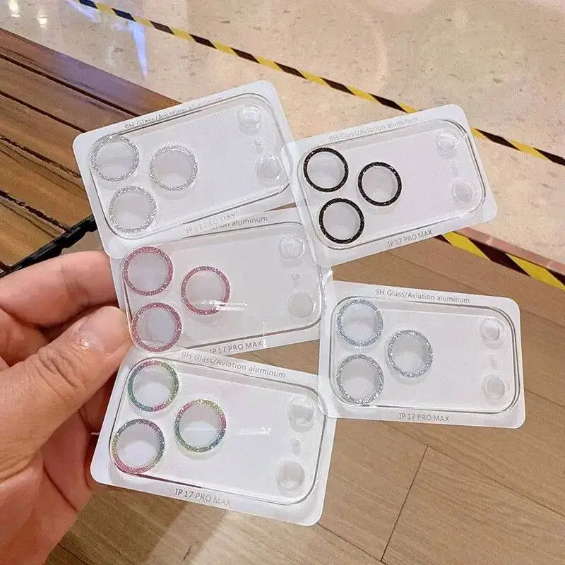 

Glitter Camera Protector Glass For Iphone 17 Air 14 15 11 16 Pro Max 13 12 Mini Anti-Scratch Rear Lens Film