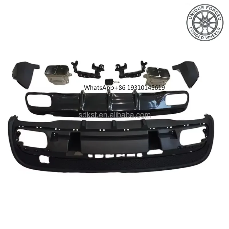 26style GLA45 AMG Rear Diffuser With Silver Black Tips For BENZ X156 2015-2019