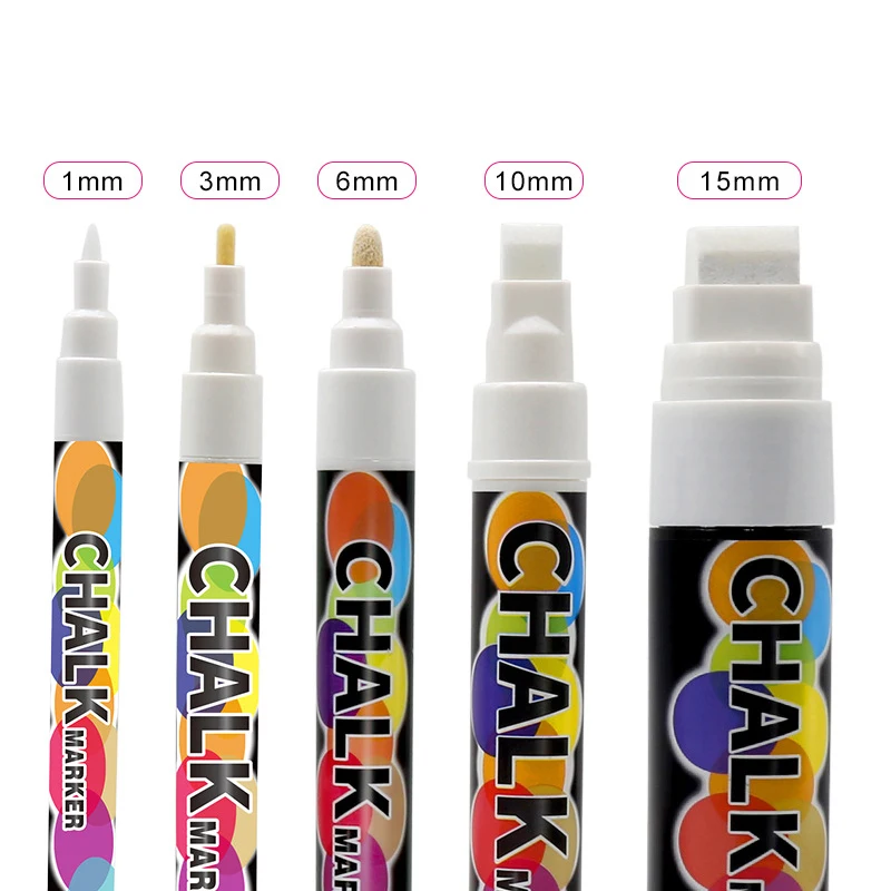 1pcs Erasable Whiteboard Marker Pen 1/3/6/10/15mm Oily Blackboard Chalk Glass Ceramics Art Graffiti Pen Office School Stationery