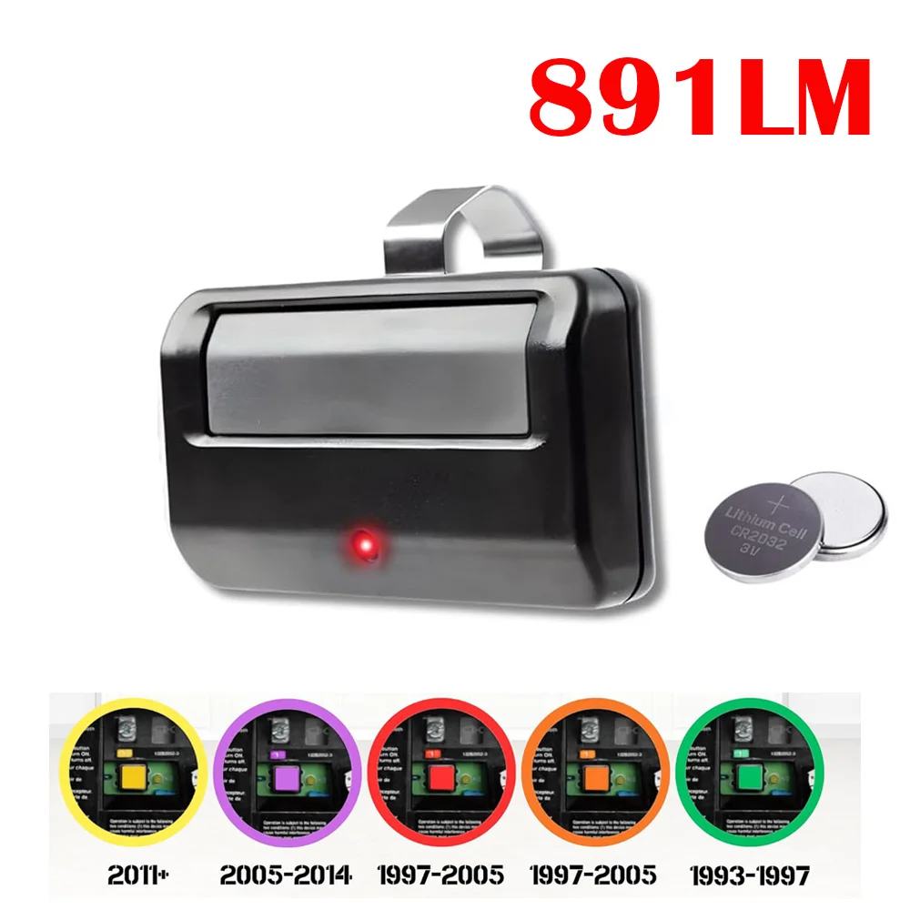 Universal 891LM Garage Door Opener Remote Security+ 2.0 MyQ Yellow Learn Button Replacement Garage Door Remote