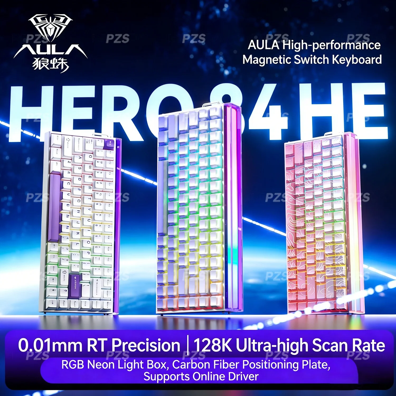 

AULA HERO84 HE Wired Gaming Keyboard Magnetic Switch Rapid Trigger RT0.01 8K Polling Rate RGB High Performance Esports Keyboard