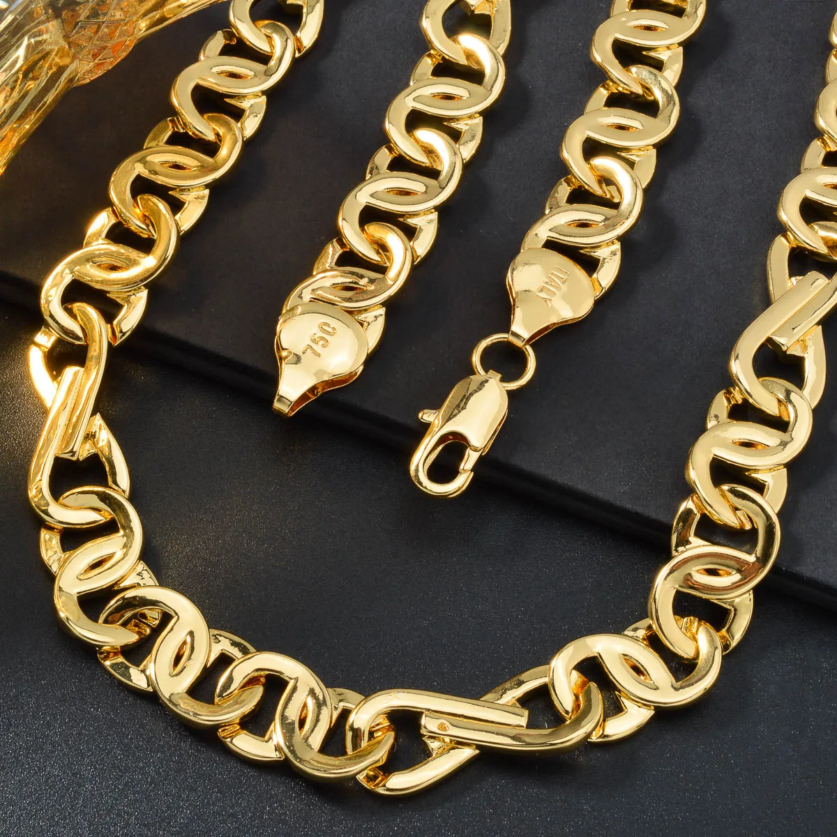 Diana Baby Fashion luxury Italy 750 18k gold plated Copper Link Chain Necklace For Man Jewelry Women Neck Accessories Party Gift