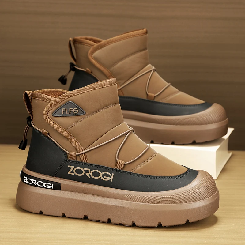 Winter Shoes Men 2026 Fur Warm Comfortable Snow Boots Outdoor Waterproof Down Boots High Top Ankle Boots Platform Shoes Size 44