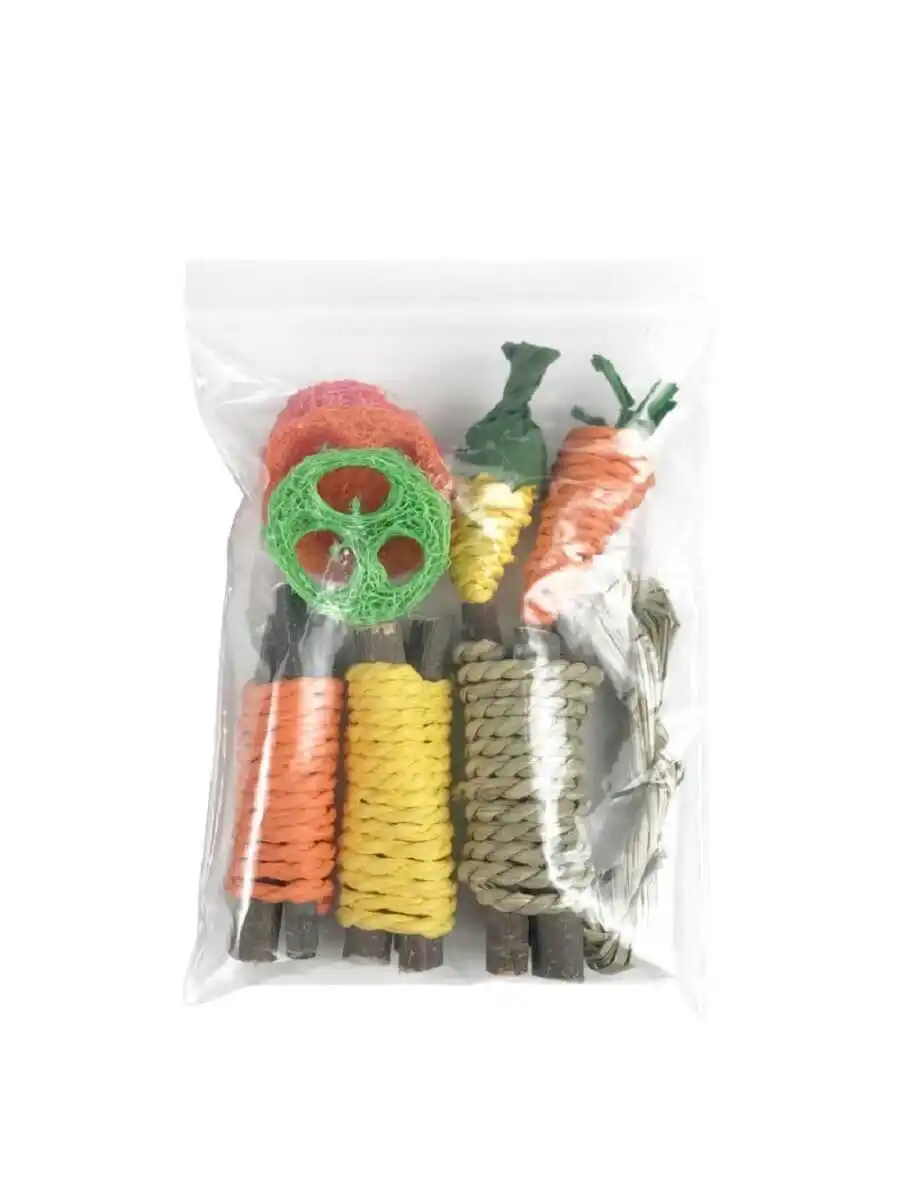 Pet Rabbit, Guinea Pig, Cat, Hamster Chewing Toy Set, Snacks Included