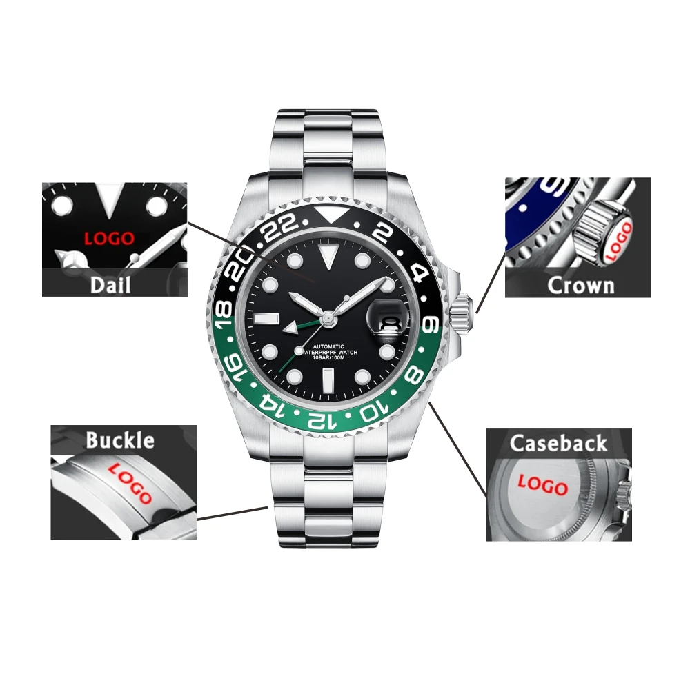

Custom 40mm DIY Automatic Mechanical Watch - Sapphire High-end Luxury Business Journal Men's Luminous Waterproof Wristwatch