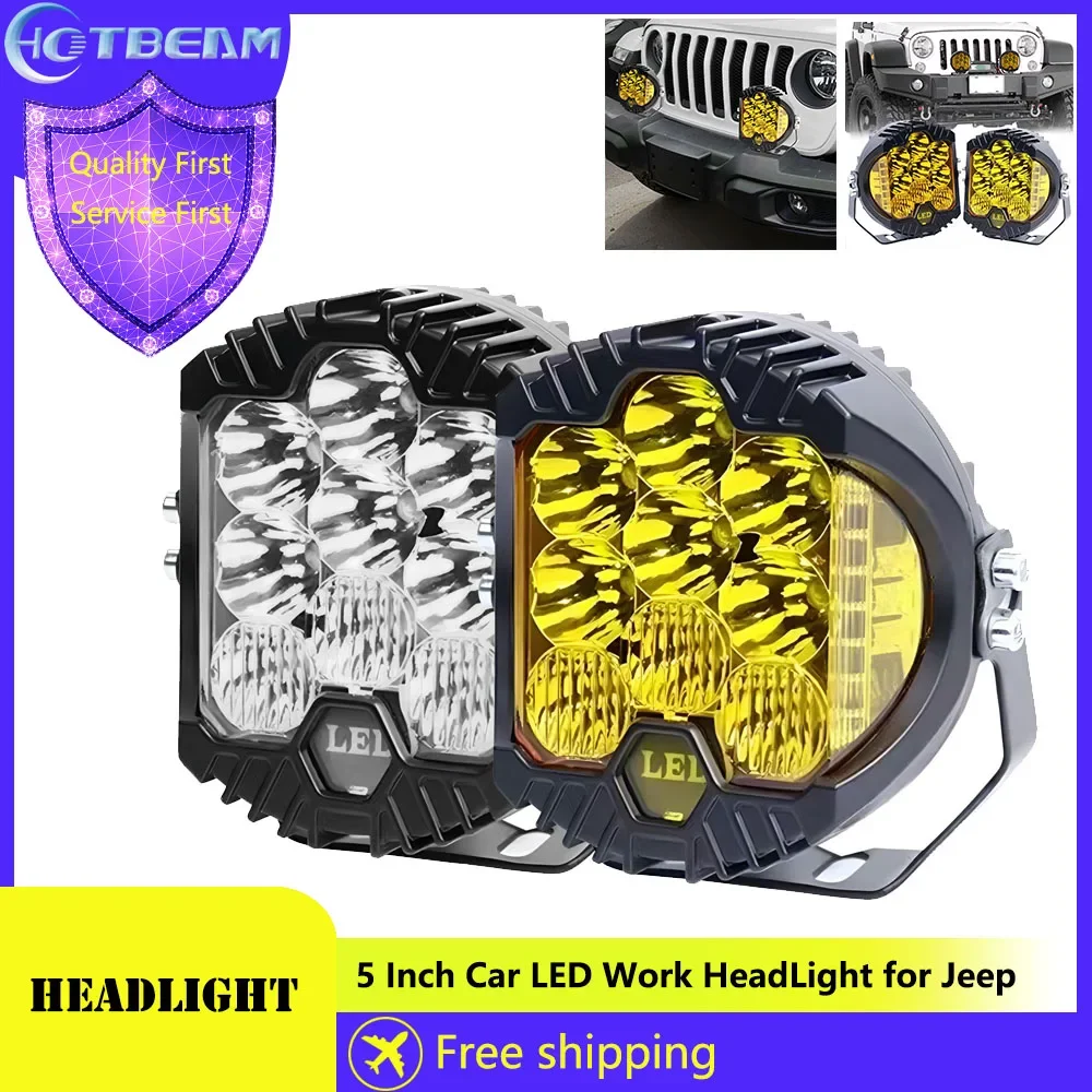 

5 Inch Car LED Work HeadLight Universal Offroad Spotlights Fog Lamp 50W LED Round Lamp Flash for Jeep Truck Work Light