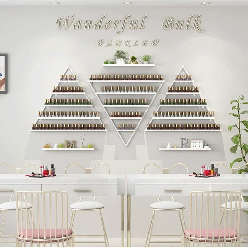 Iron Art Manicure Shelf Manicure Rack Display Rack Net Nail Polish Oil Shelf Hanging Wall Nail Polish Rack Wall Display Triangle