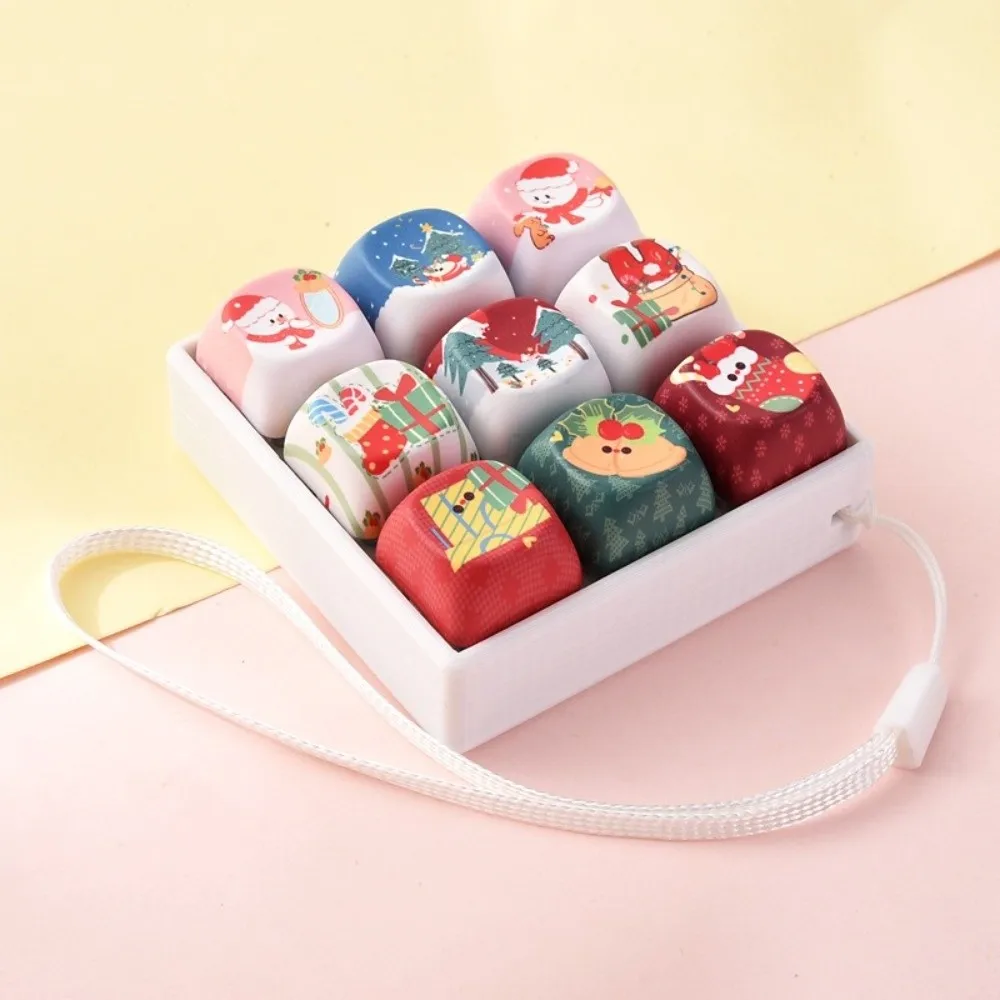 9-Key 9-Key Keyboard Pendant Creative Cute Keyboard Clicker Keyring Cartoon Animals Finger Press Keycap Keychain Bag Decoration