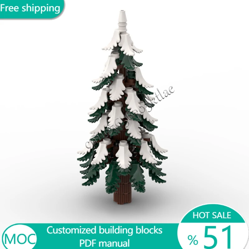 137 PCS Trees Wintery spruce MOC Customize Modular Building Block Kids Brick Educational Creative Design DIY Toy Christmas Gift