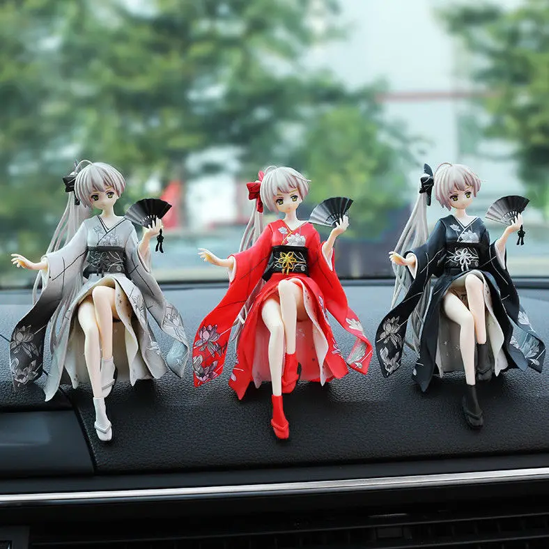 Qiongmei-Decoração artesanal do carro do anime, modelo personalizado e criativo, menina bonita, acessórios do interior do carro