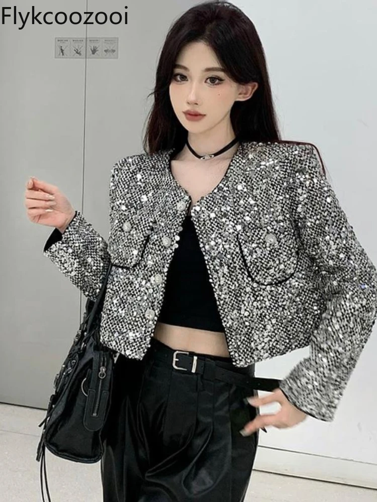 Beaded Elegant Coat Women's High-grade Temperament Celebrity Sequin Blouse Short Style Casaco Feminino Jackets for Women