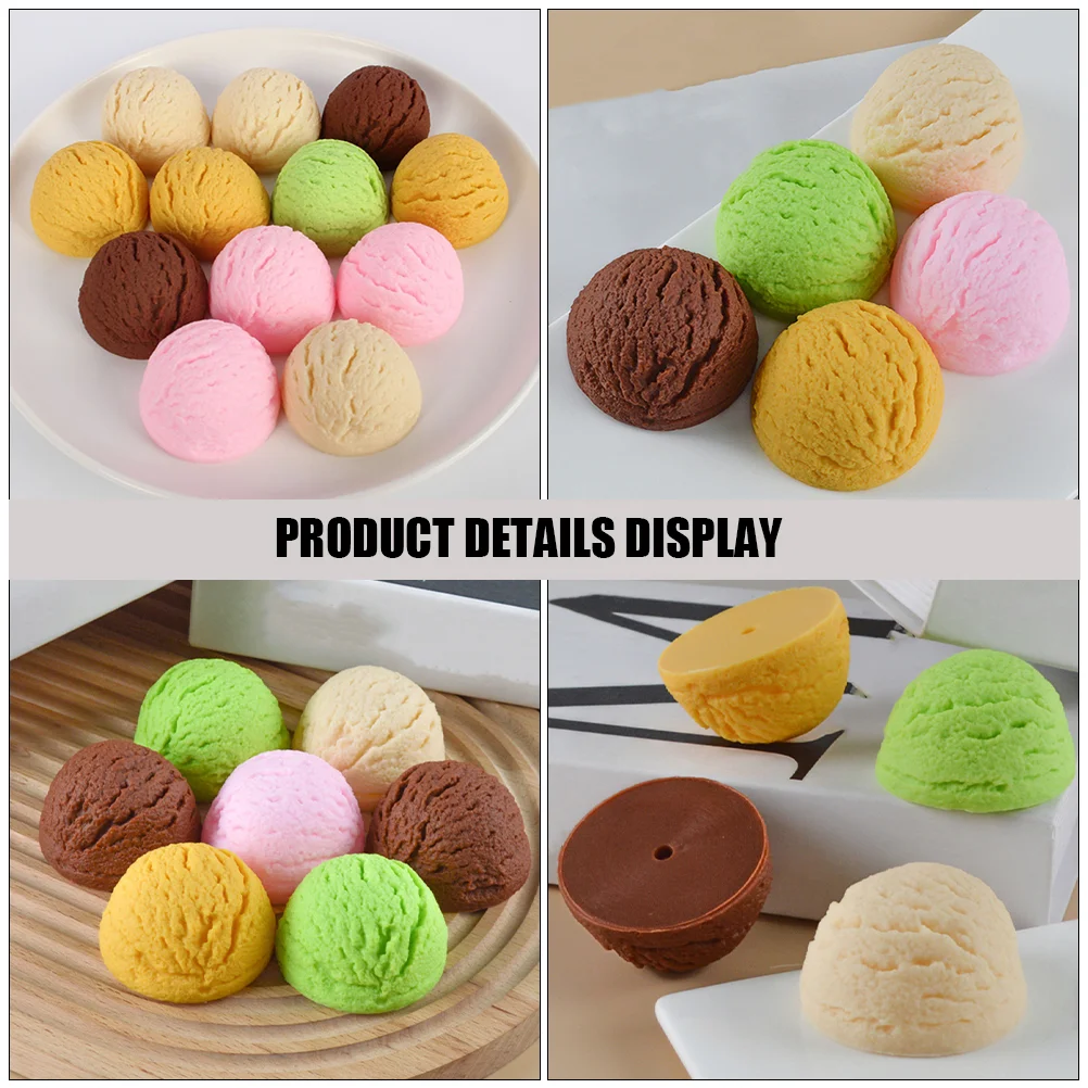 5 Pcs Fake Dessert Models Simulation Ice Cream Toy Simulated Balls Artificial Scoops Pvc