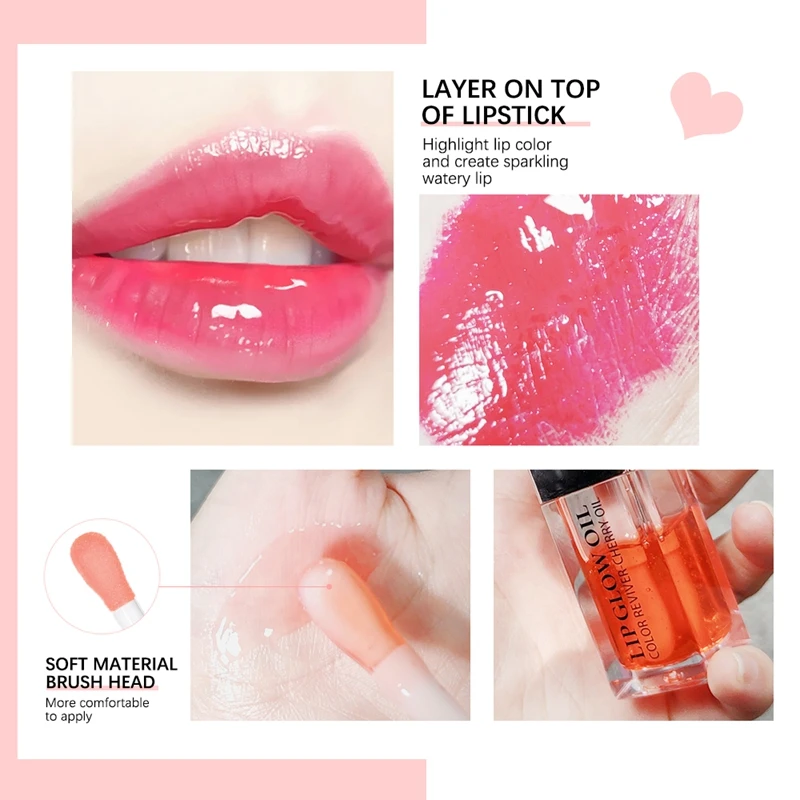 Ibcccndc-Óleo Labial Hidratante para Geleia de Cristal, Maquilhagem Gloss, Sexy Plump, Brilho, Plumper Labial Colorido, 6ml