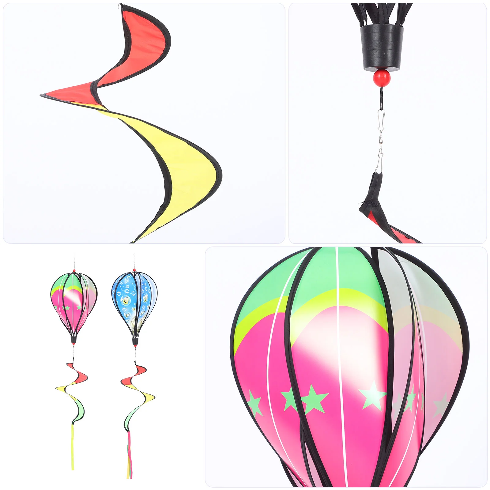 2 Pcs Outdoor Decor Hot Air Balloon Ornament Party Supply Balloons Windmill Hanging Ornaments Garden