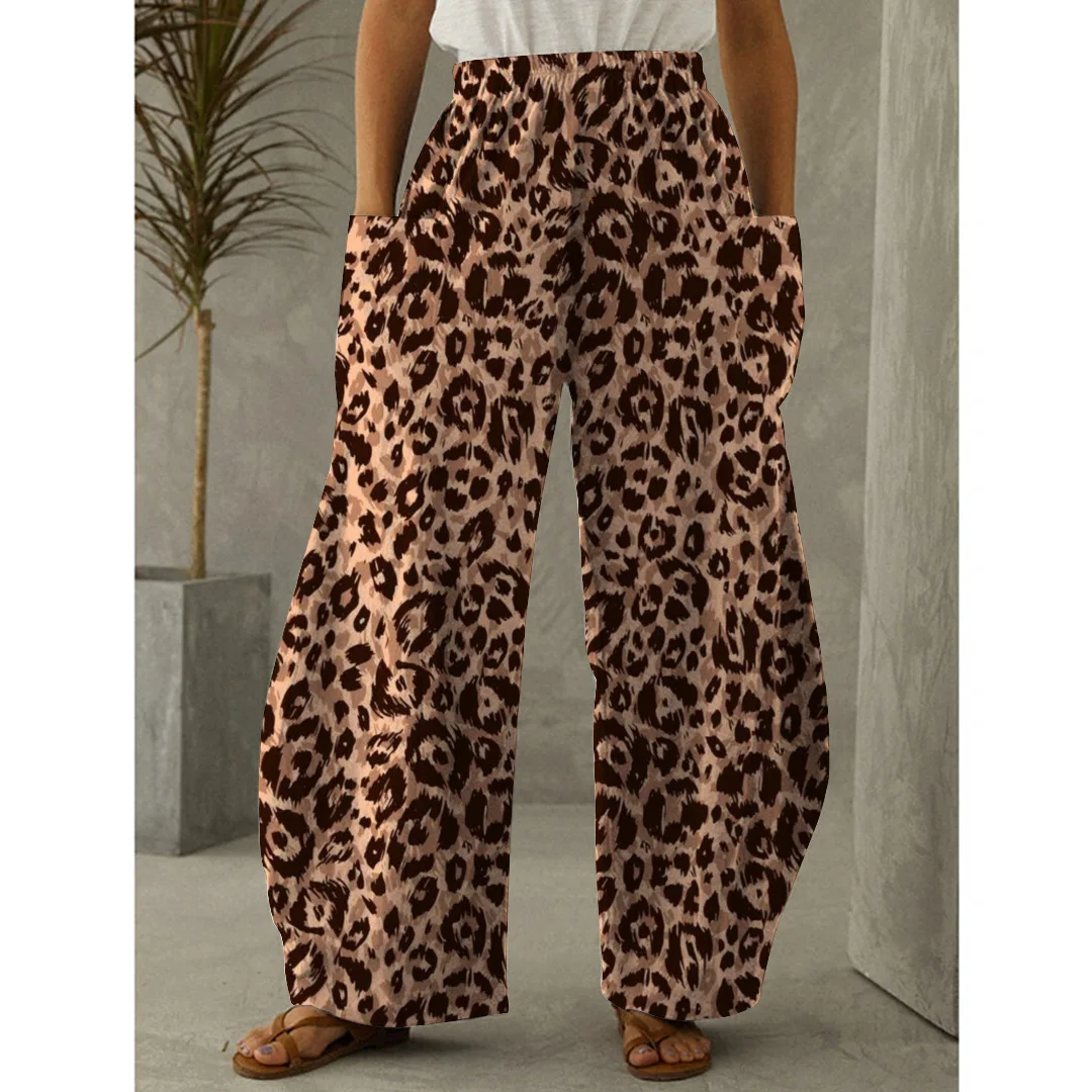 

Animals Fur Full Length Wide Leg Pants Printed Thin Hipster Fashion Pants Summer Streetwear Sweatpants Women Trousers Clothing