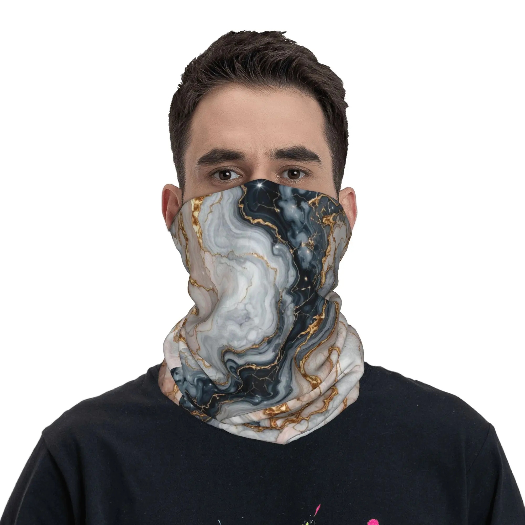 

Luxury Marble Pattern Bandana Neck Cover Printed Wrap Mask Scarf Headband Hiking Fishing for Men Women Adult Breathable