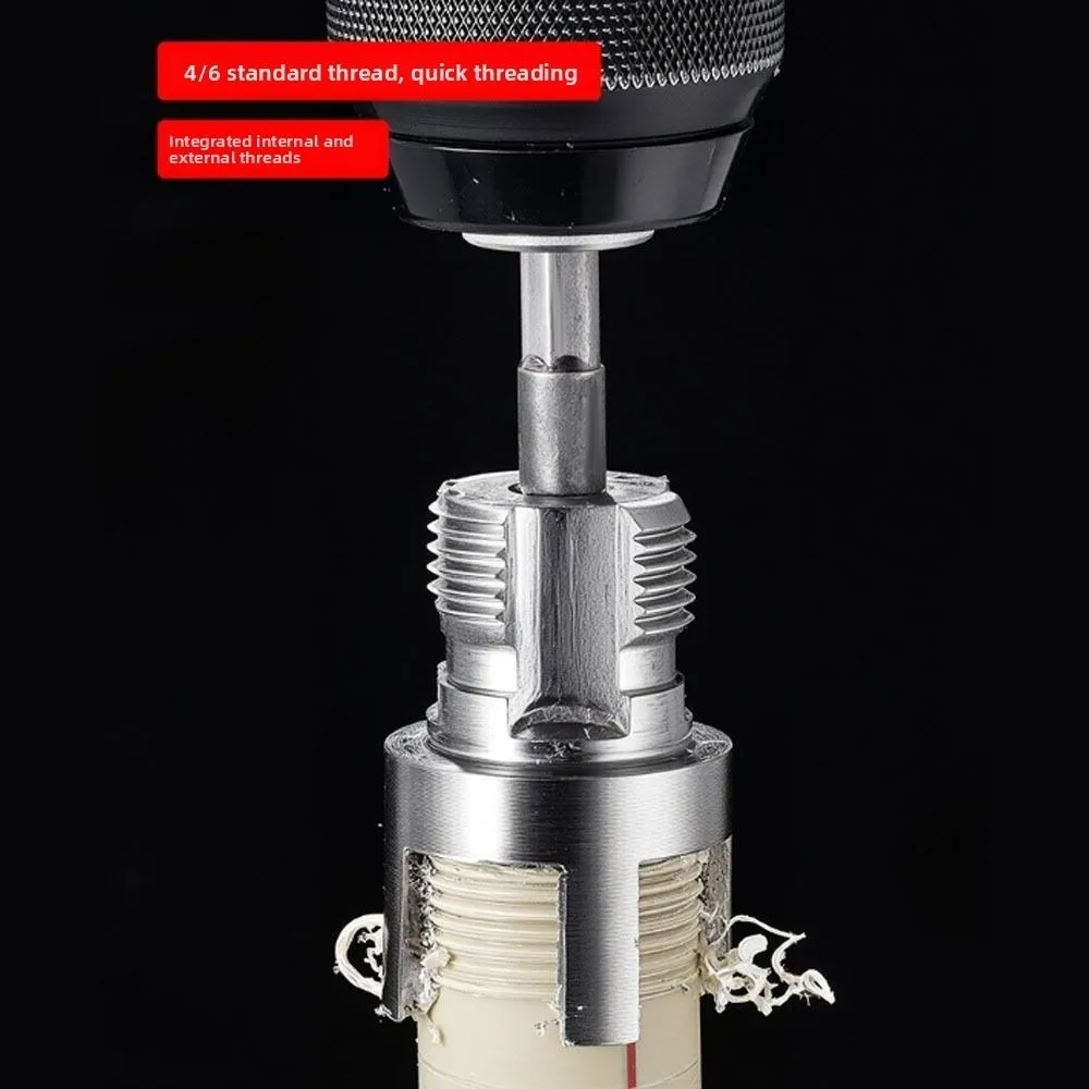 Portable 4/6 Points PVC Pipe Threader Kit Internal/External Thread Fast Thread Tap Pipe Threader Waterpipe Tapping Tool