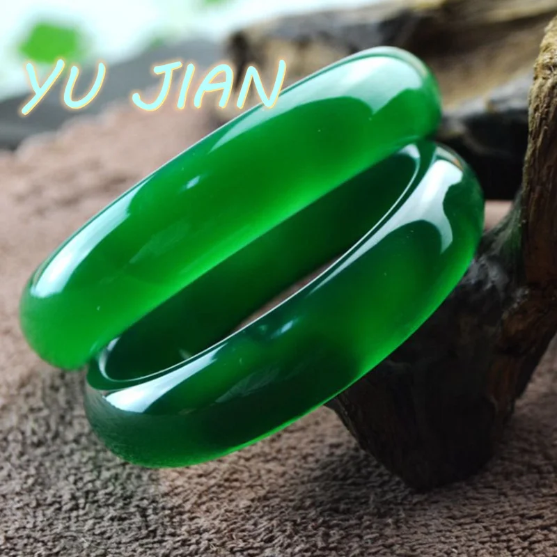 

New Exquisite Brazilian Emperor Green Chalcedony Female Model Agate Jade Bracelet Girl Jadeite Color A Goods Ice Species Bangle