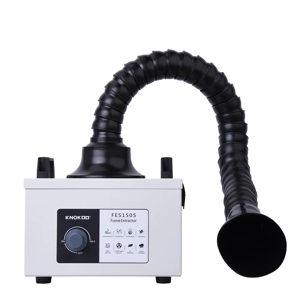 KNOKOO FES150S 100W Mini Solder Fume Extractor with 3 Layer HEPA Filter Portable Smoke Absorber for Phone Repair and Lab Welding