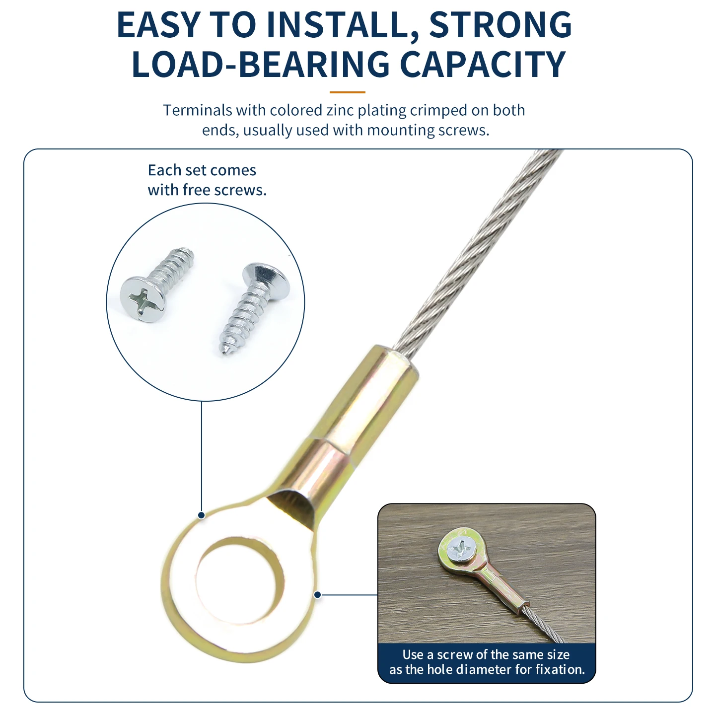 2/3mm 304 Steel Wire Safety Rope, Surface PVC Coating, M6 Crimping Terminal for Mechanical Connection/Lighting Suspension image 3