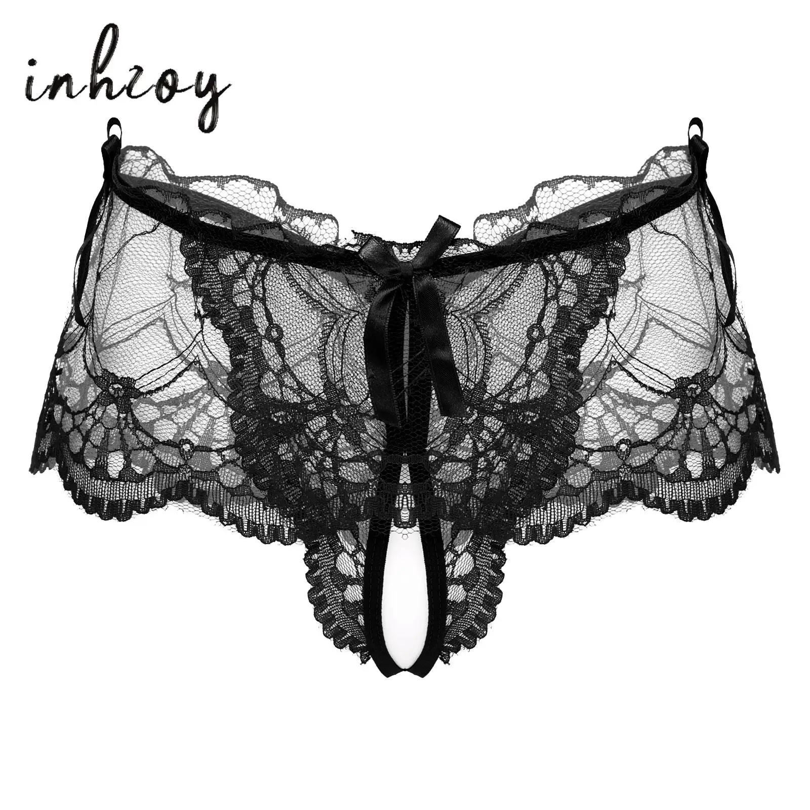 

Sissy Mens Lace Crossdress Panties Girly Hollow Skirted Mesh Thong Bikini Underwear Gay Male Crossdress Panties Sheer Lingerie