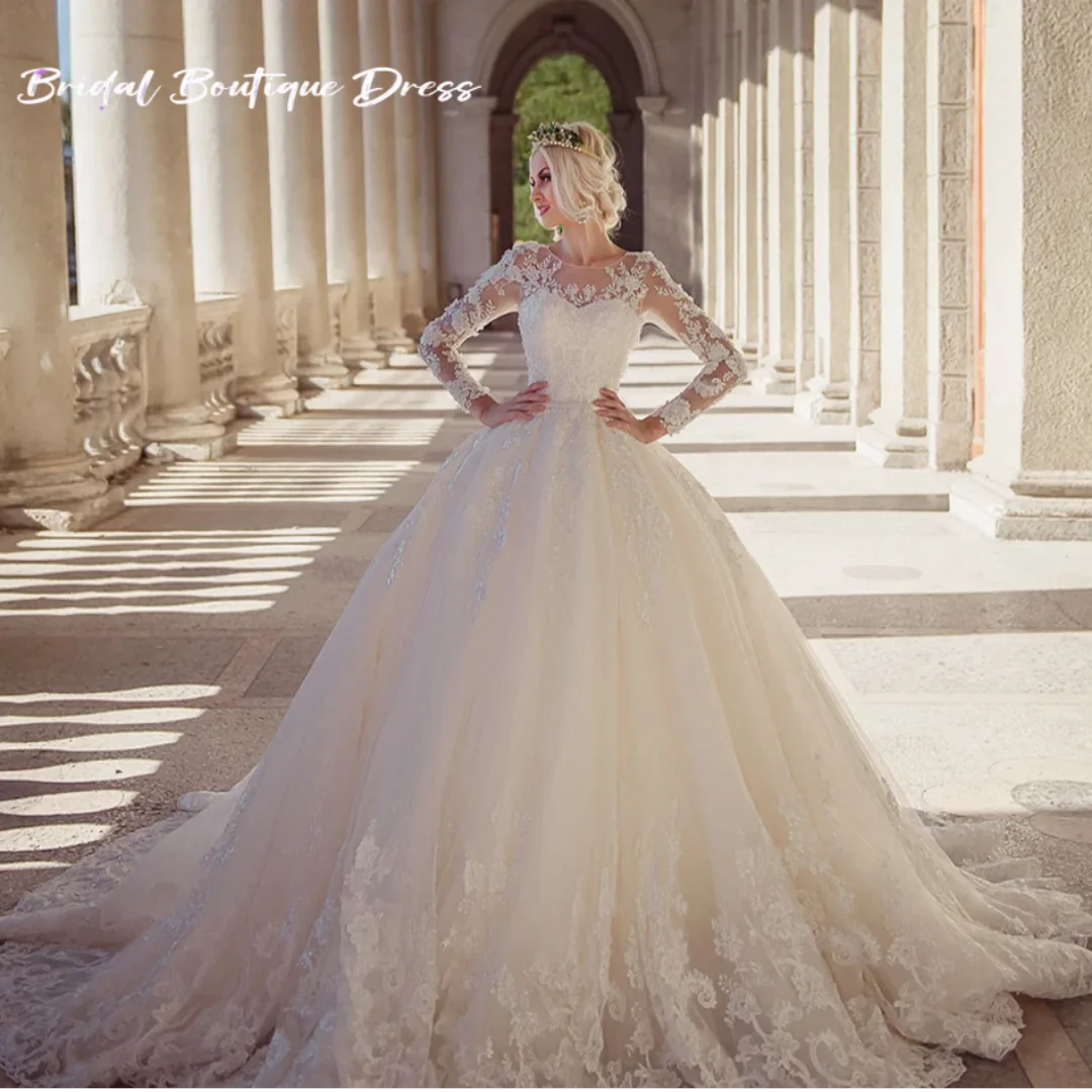 Изысканное кружевное бальное платье по индивидуальному заказу, сексуальное свадебное платье с длинным рукавом и бисером, роскошные свадебные платья принцессы Vestido De Novia