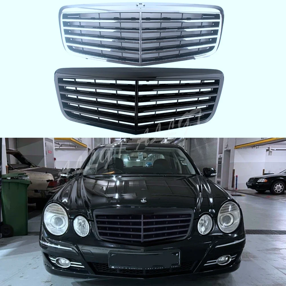 

Front Grill Racing Facelift Upper Grilles Bumper For Mercedes-Benz E-Class W211 E200 E240 E320 2007 2008 2009