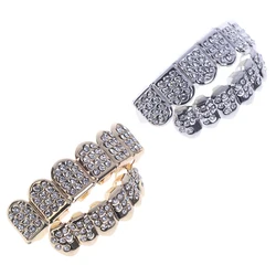 1 pçs/1 conjunto fshion ouro/prata dentes parte inferior superior das mulheres dos homens jóias de diamante elegante e presente de luxo