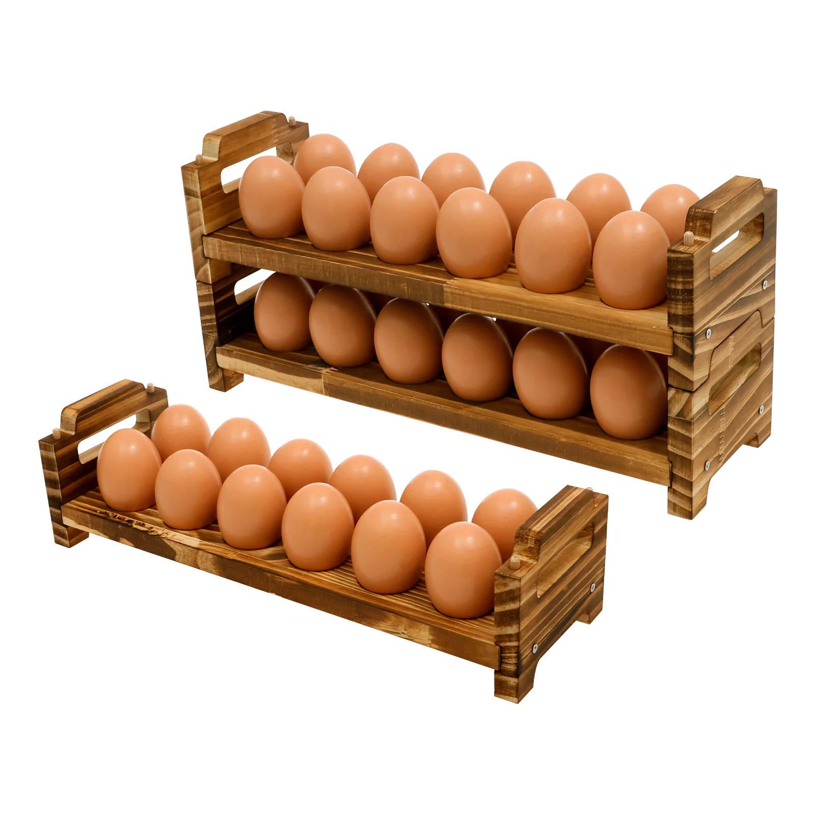 Porte-œufs en bois à 3 niveaux, solide, empilable, support de collecte jusqu'à 36 œufs frais pour la maison, armoire de cuisine, réfrigérateur