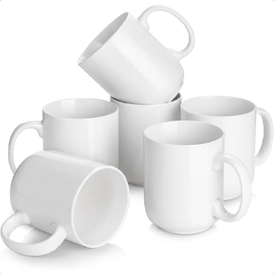 

DOWAN 20 Oz Large Coffee Mugs with Handle Ceramic White Cup Set of 6 for Tea Hot Cocoa Appreciation Father's Day Gifts