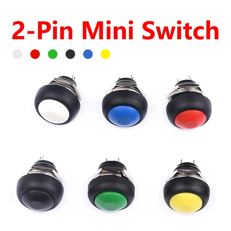 5/20/100PCS Mini Round Push Button Switch,PBS-33A Self-Locking/33B Self-reset 12mm,3A250VAC/1A125VAC Electrical Equipment 2Pin