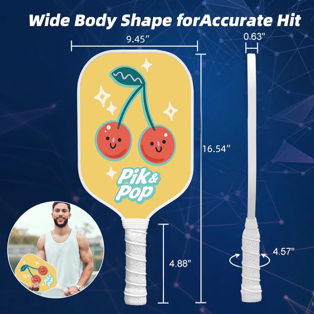 مجموعة كرات البيسبول مكونة من لاعبين مكونة من 2 مجاديف من الألياف الزجاجية الفاخرة، قرص عسل من مادة البولي بروبيلين للتحكم والطاقة، تتضمن حقيبة حمل وقبضة Ta #6