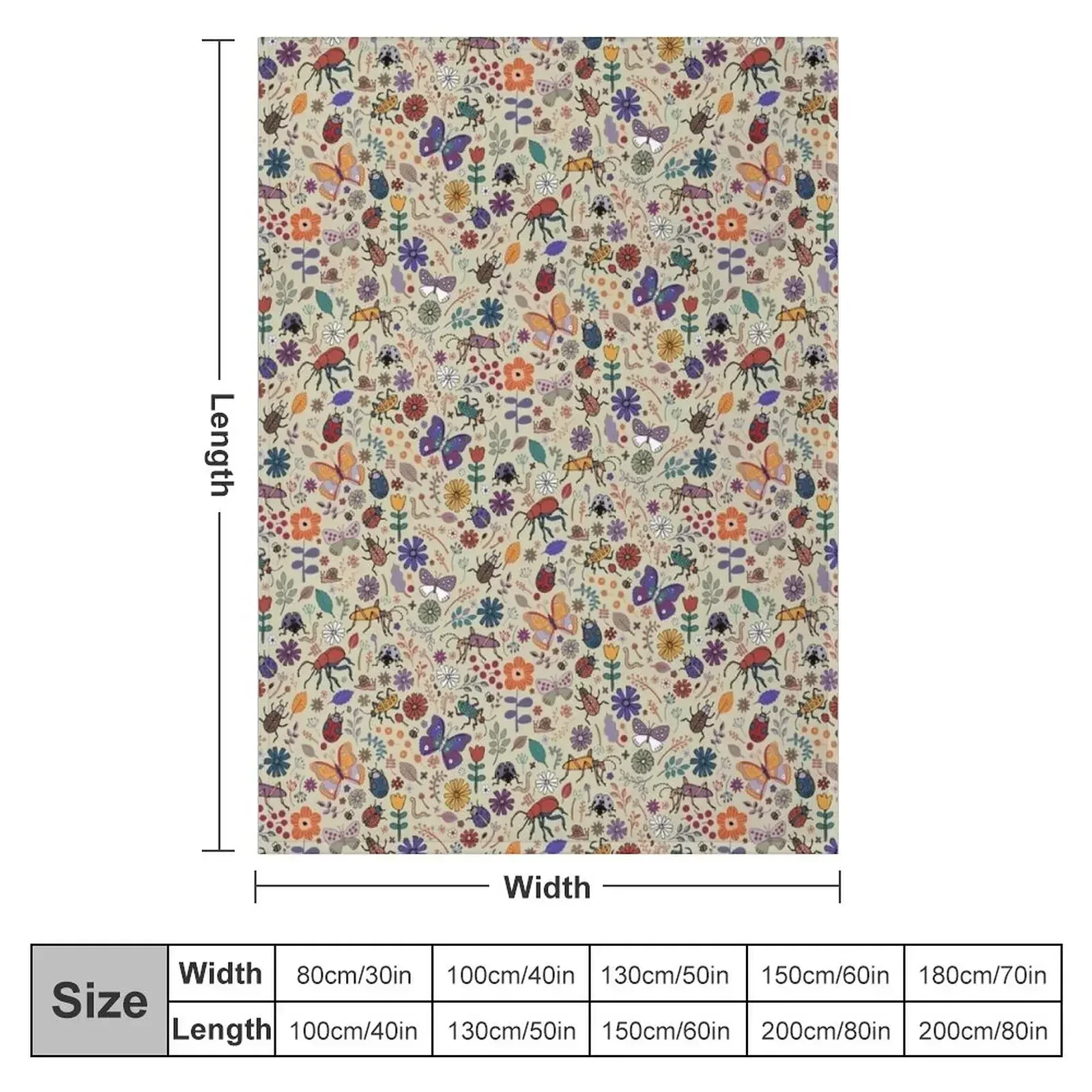 Butterflies, Beetles and blooms - taupe - pretty floral pattern by Cecca Designs Throw Blanket Designers Cute Plaid Blankets
