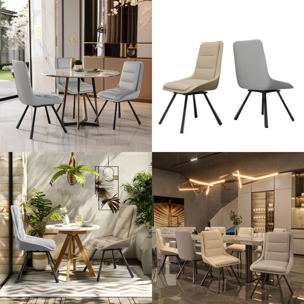 Dining ChairsSet of 2 Swivel Dining Chairs with Cat Claw Design Comfortable Leather Upholstered for Modern Dining Room