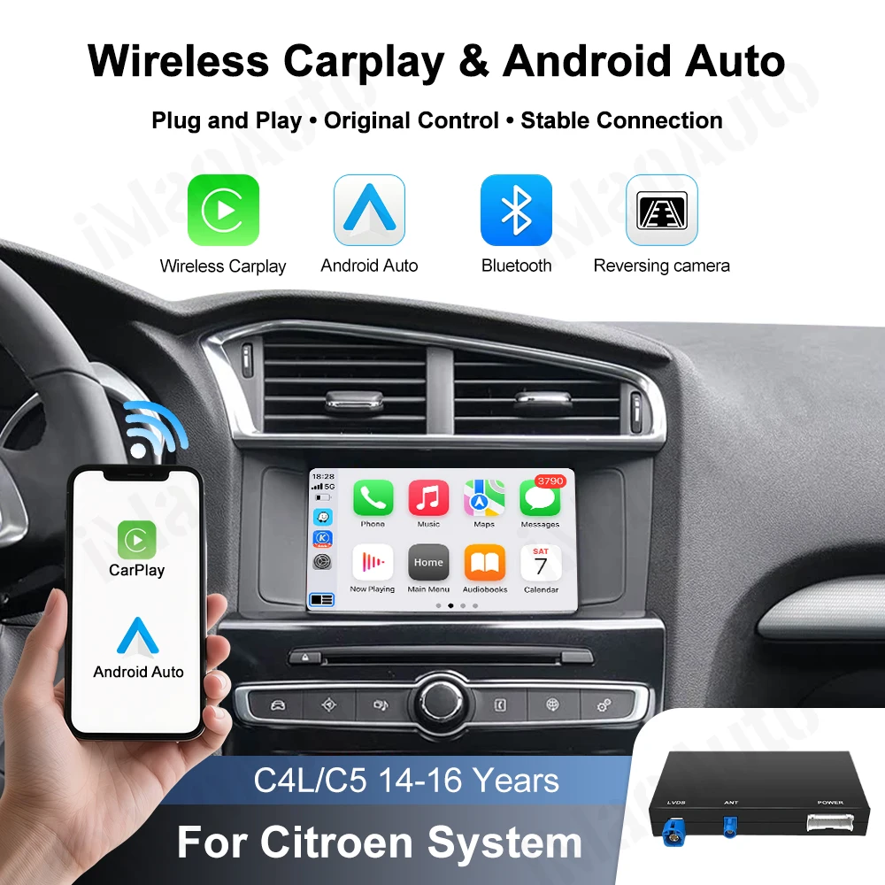 Wireless Carplay and Android Auto For Peugeot 2008 208 308 508 3008 & Citroen C4 DS3 DS4 DS5 SMEG Mirror Link Multimedi