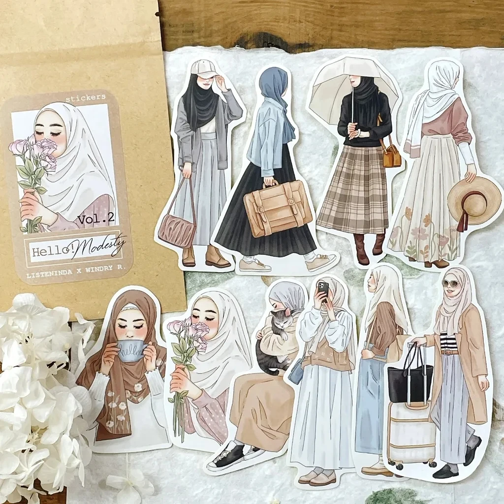 Windry R. X Listeninda ~ Modesty Vol.1 Vol.2 Girl Sticker Set for Card Making DIY Scrapbooking Plan Decorative Stickers