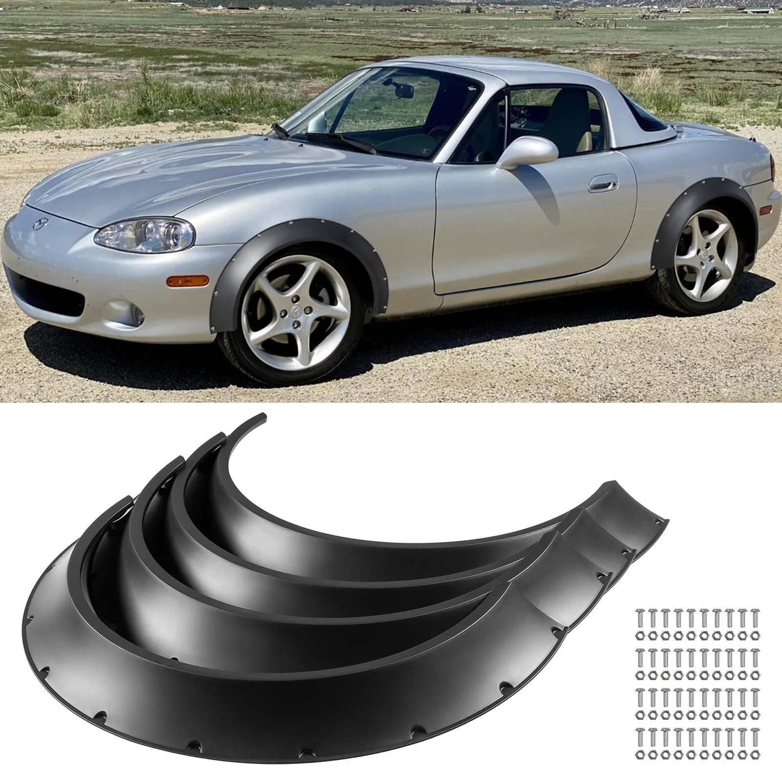 

4X Car Fender Flares Extra Wide Flexible Wheel Arch Body Kit For Mazda MX5 Miata