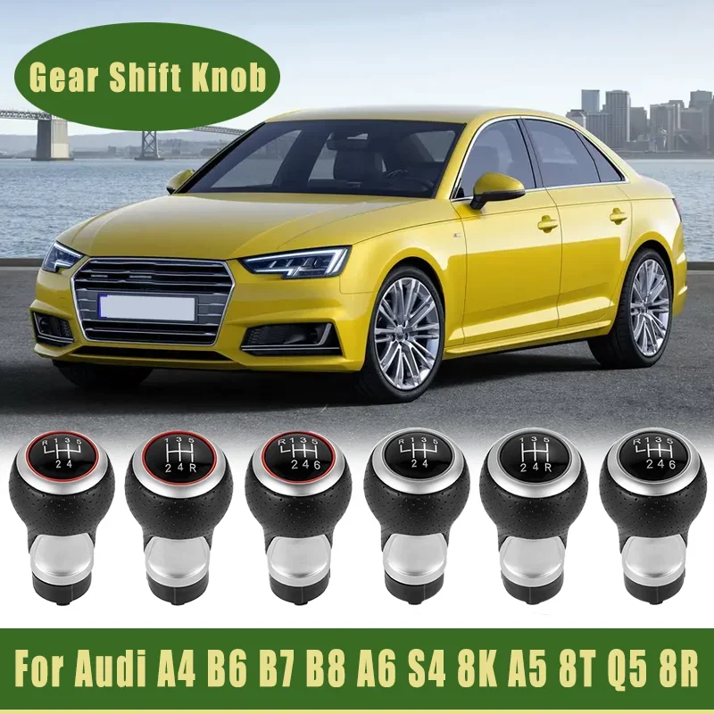 New Product 5/6 Speed Car Gear Shift Knob For Audi A4 B6 B7 B8 A6 S4 8K A5 8T Q5 8R Line Ibiza 6J Seat Leon Mk1 Passat Golf 12mm