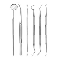 Stainless Steel New Dental Basic Teeth Whitening Mirror Scaler Tweezers Dentist Examination Set Prepared Tool Set Tweezer