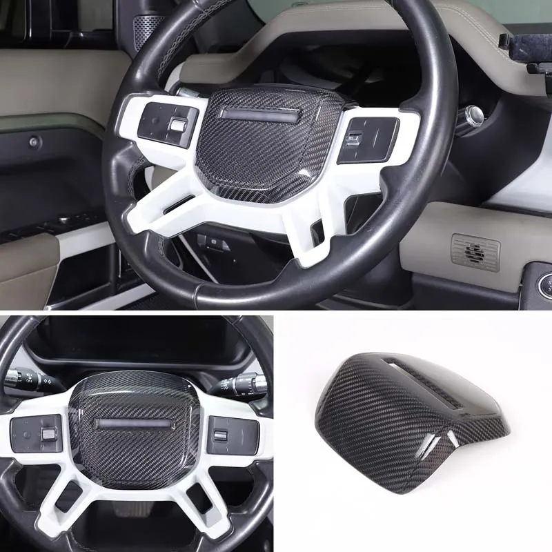 

Для Land Rover Defender 90 110 130 2020-2025 настоящая карбоновая рама рулевого колеса автомобиля, накладка, наклейка, автомобильные аксессуары